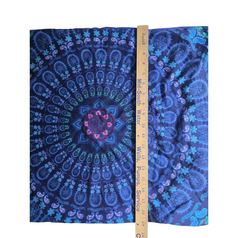 Blue Mandala Paisley Pillowcase Bohemian Hippie Psychedelic Decor 28x19